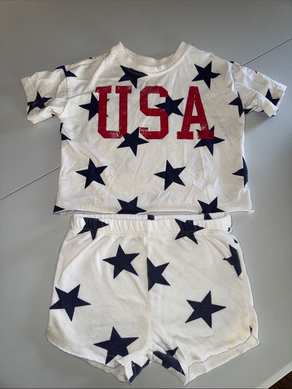 Grayson Mini “USA” Star Shorts Set - White & Navy, 18 Months EUC - Unisex